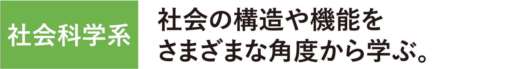 社会科学系　社会の構造や機能をさまざまな角度から学ぶ。